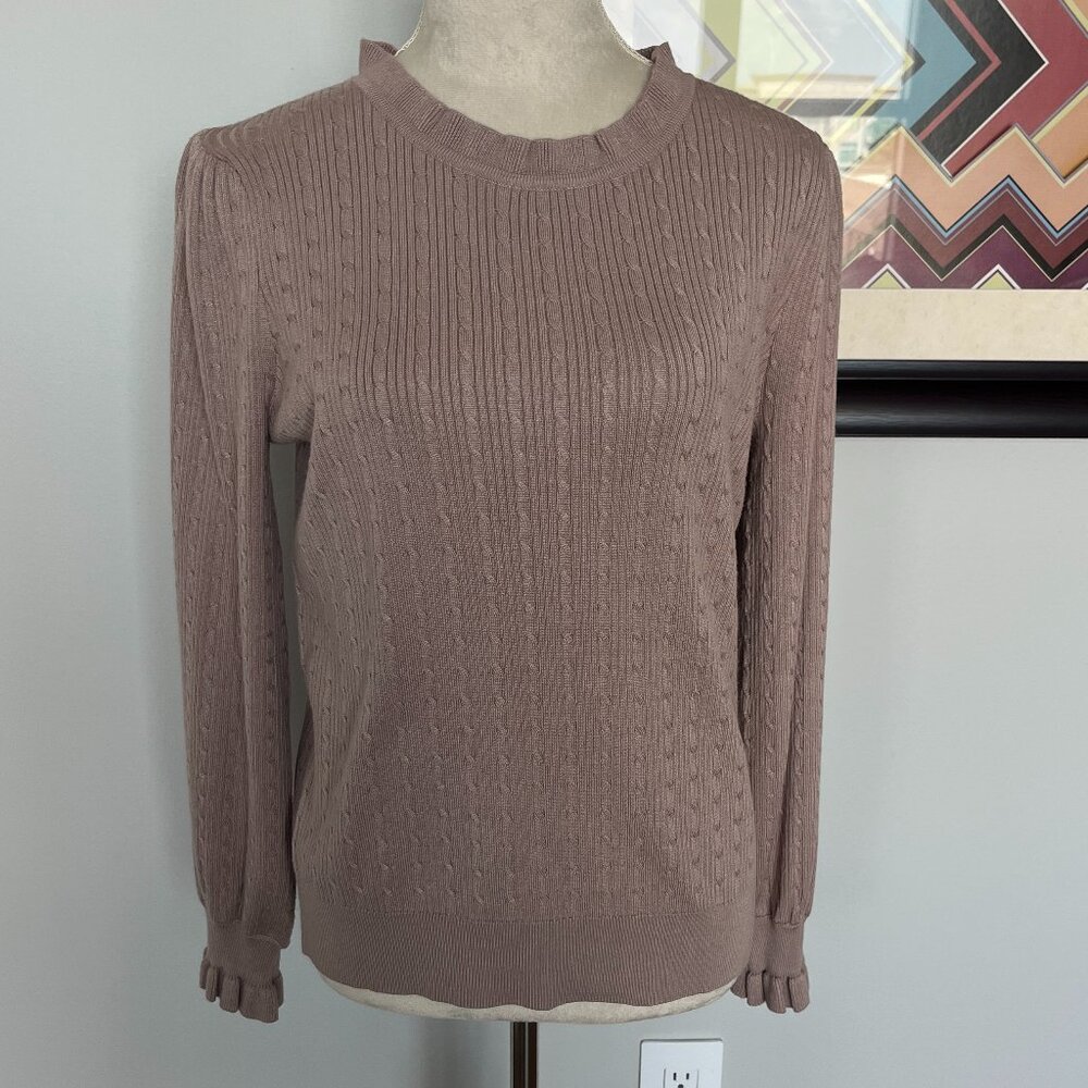 Adrianna Papell Blush Cable Knit Sweater L